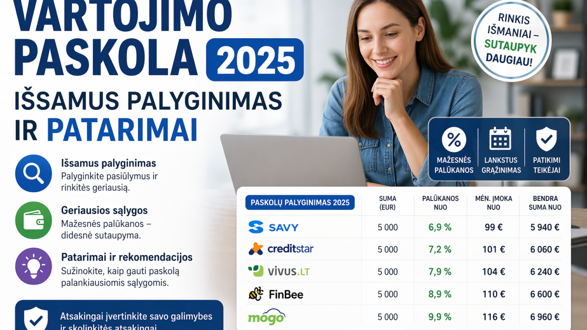 Vartojimo paskola 2025 – išsamus palyginimas ir patarimai