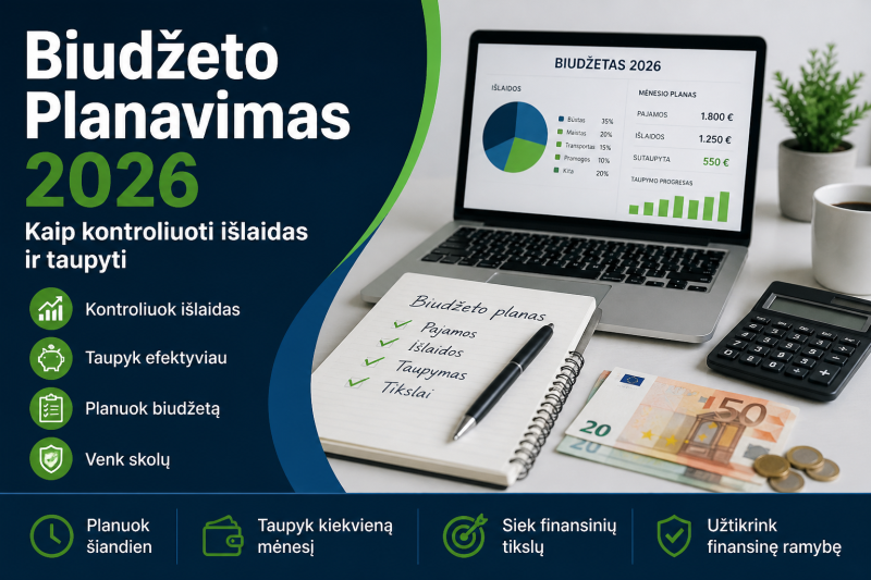 Biudžeto planavimas 2026: kaip kontroliuoti išlaidas ir taupyti