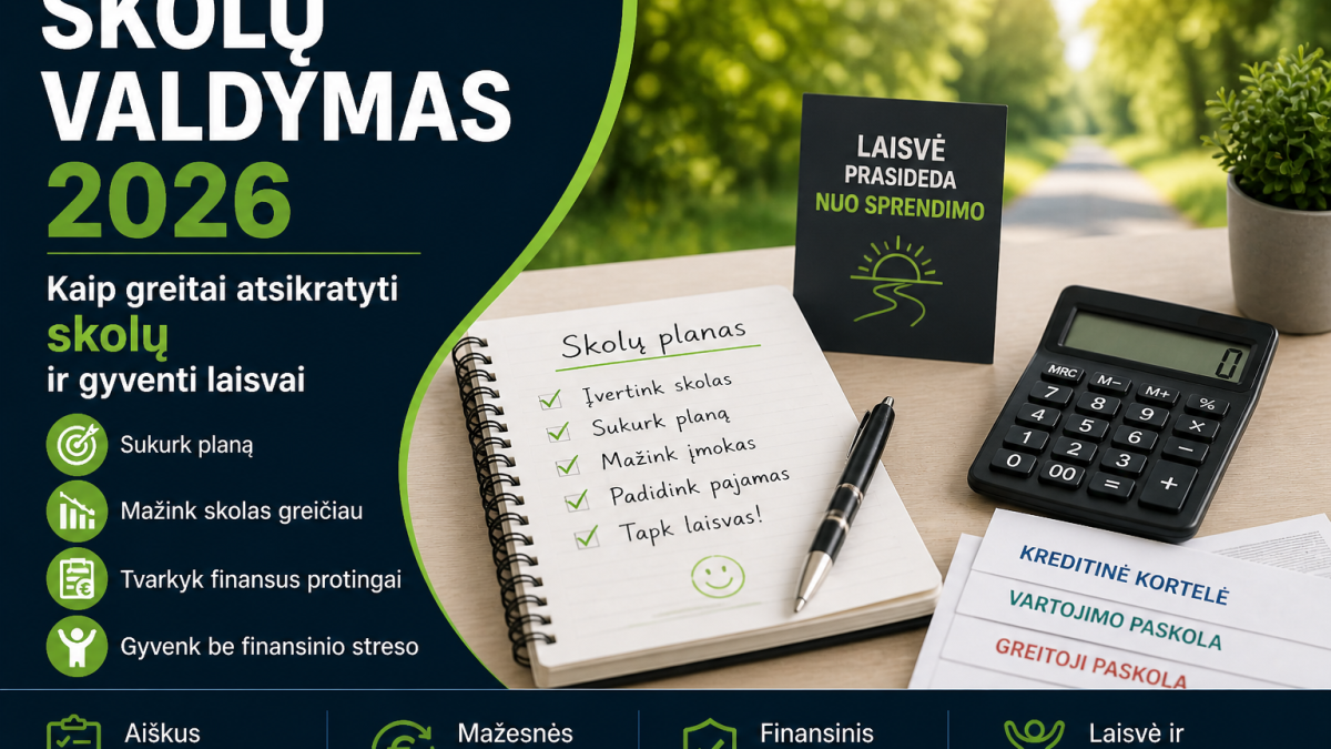 Skolų valdymas 2026: kaip greitai atsikratyti skolų ir gyventi laisvai