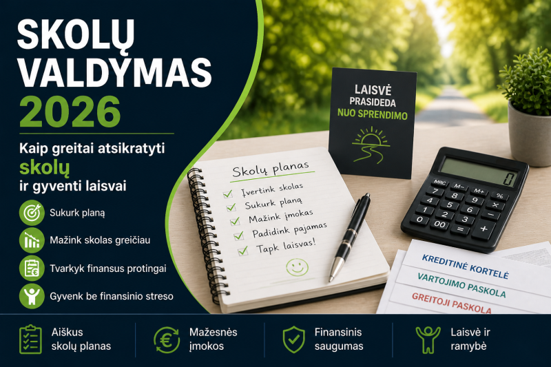 Skolų valdymas 2026: kaip greitai atsikratyti skolų ir gyventi laisvai