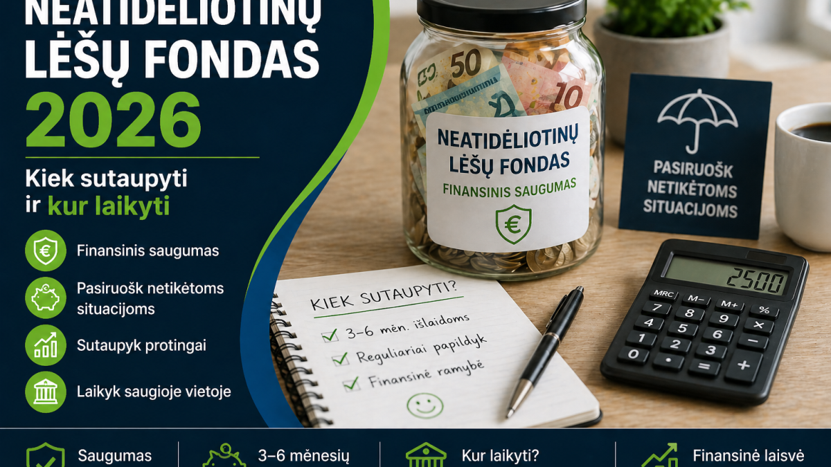 Neatidėliotinų lėšų fondas 2026: kiek sutaupyti ir kur laikyti