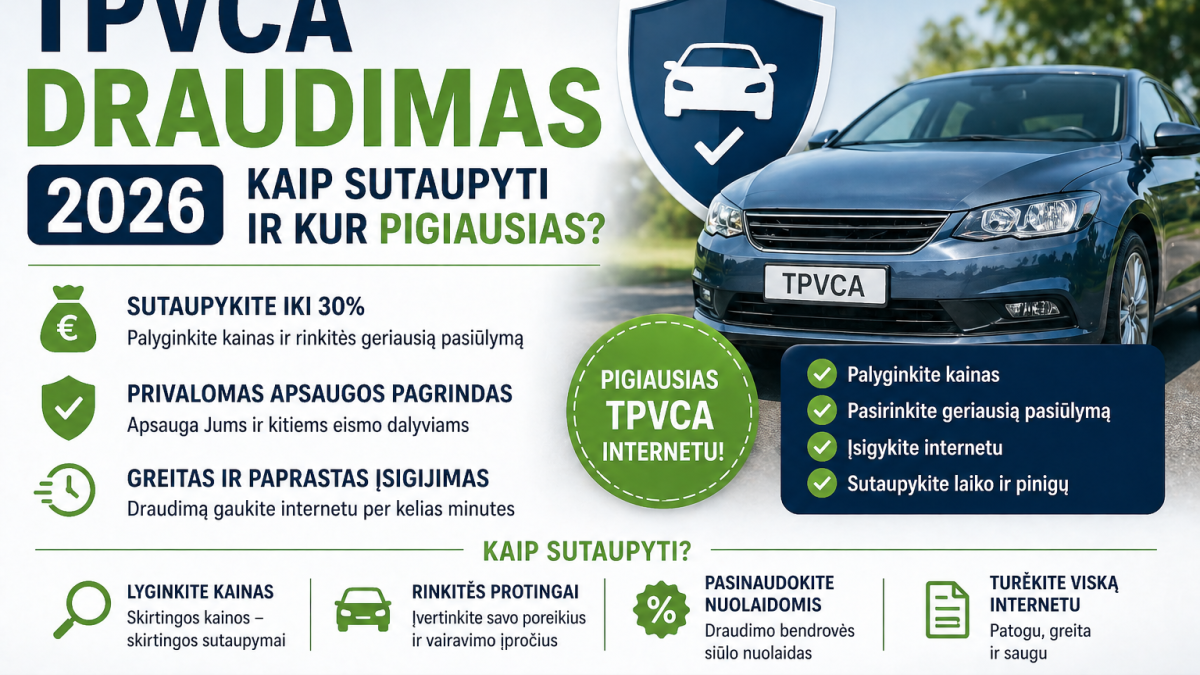 TPVCA draudimas 2026:kaip sutaupyti ir kur pigiausias