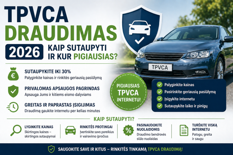 TPVCA draudimas 2026:kaip sutaupyti ir kur pigiausias