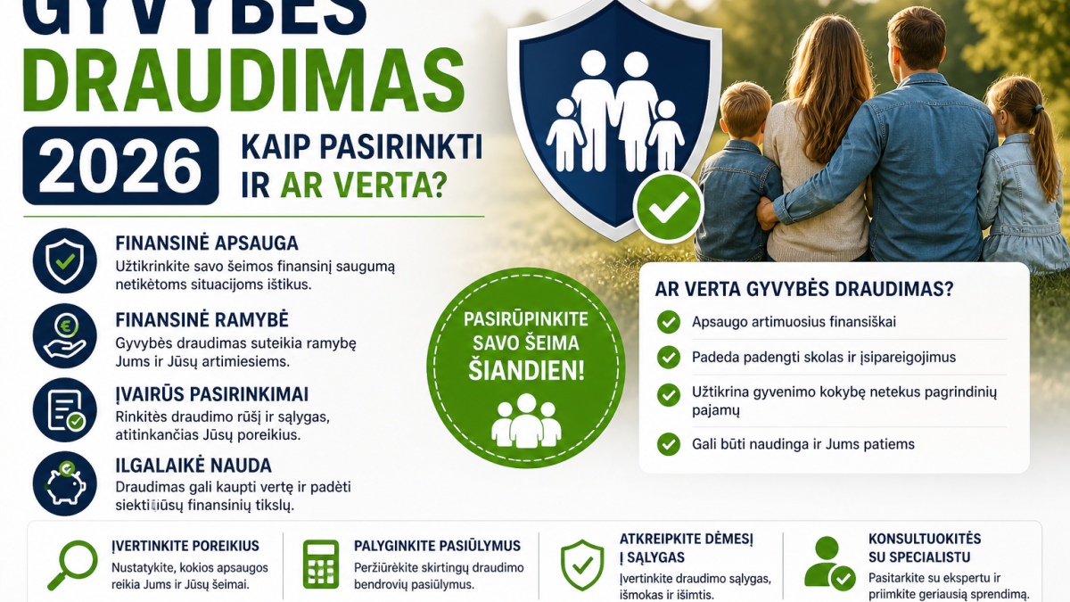 Gyvybės draudimas 2026: kaip pasirinkti ir ar verta?