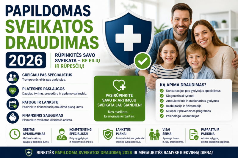 Papildomas sveikatos draudimas 2026: ar verta ir kaip pasirinkti?
