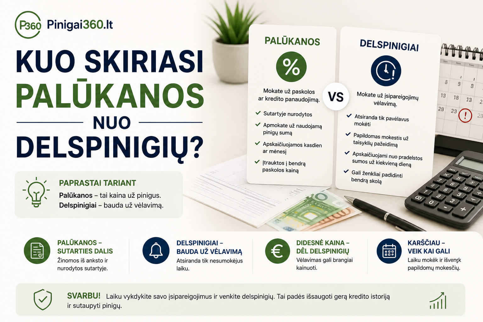 Kuo skiriasi palūkanos nuo delspinigių?
