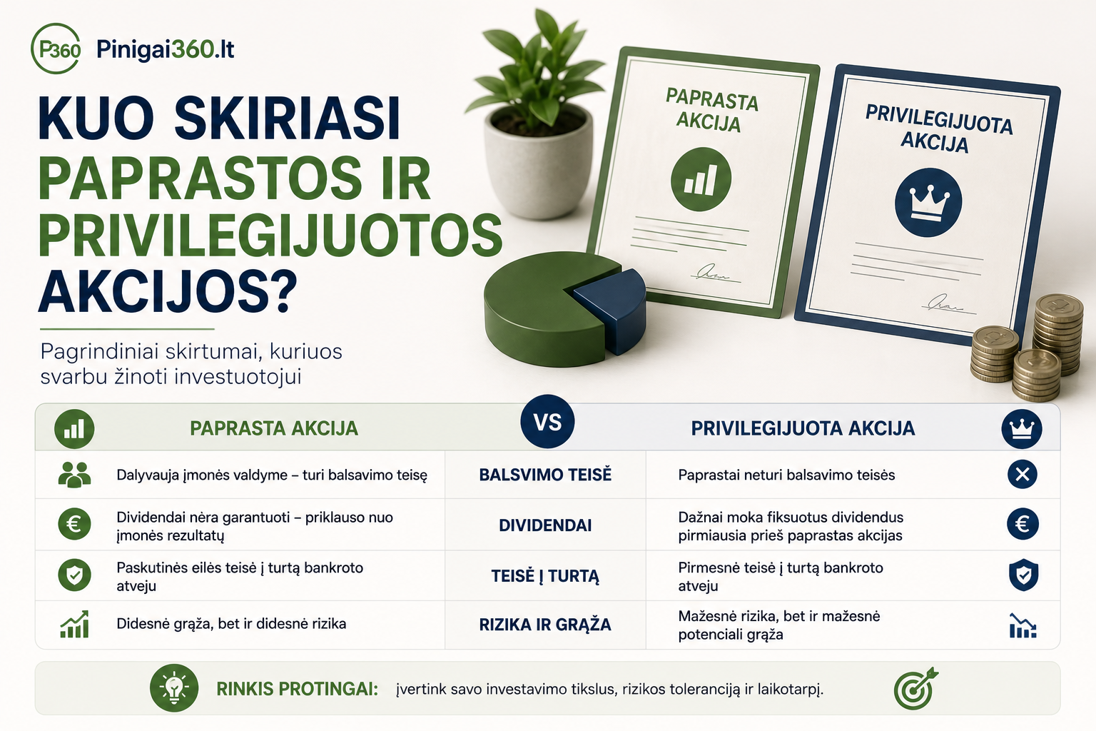 Kuo skiriasi paprastos ir privilegijuotos akcijos?