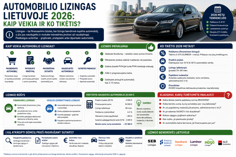 Automobilio lizingas Lietuvoje 2026: kaip veikia ir ko tikėtis?