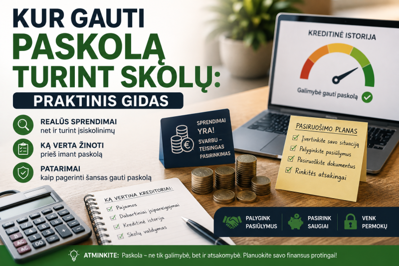 Kur gauti paskolą turint skolų: praktinis gidas
