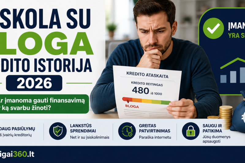 Paskola su bloga kredito istorija 2026: ar įmanoma ir kur kreiptis?