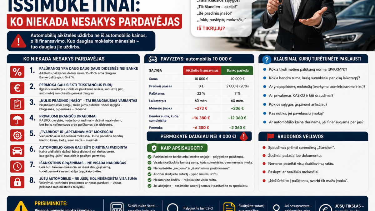 Pirkimas automobilių aikštelėje išsimokėtinai: ko niekada nesakys pardavėjas