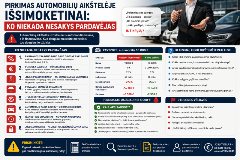 Pirkimas automobilių aikštelėje išsimokėtinai: ko niekada nesakys pardavėjas