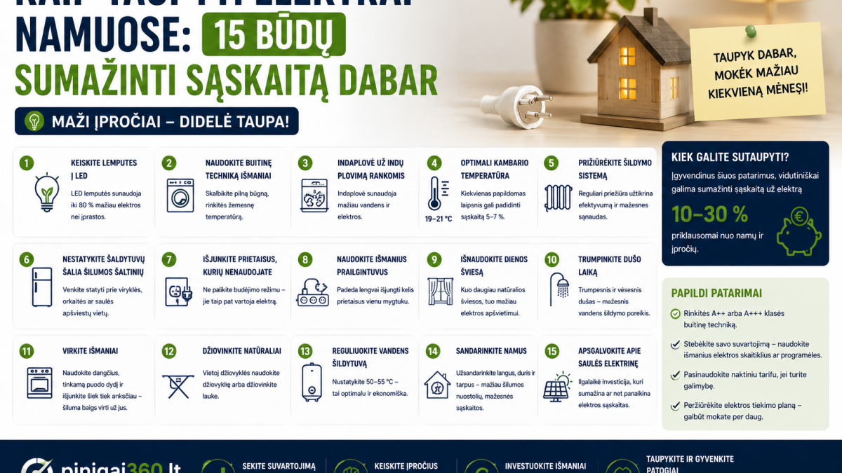 Kaip taupyti elektrai namuose: 15 būdų sumažinti sąskaitą dabar