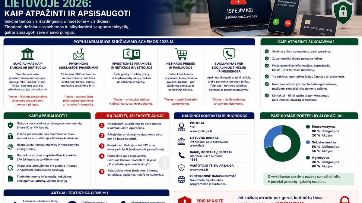 Finansinis sukčiavimas Lietuvoje 2026: kaip atpažinti ir apsisaugoti