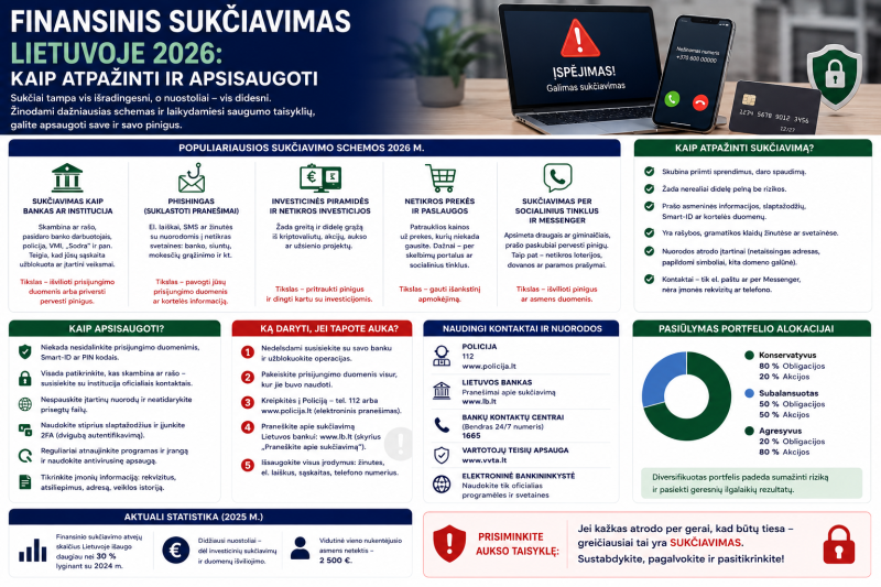 Finansinis sukčiavimas Lietuvoje 2026: kaip atpažinti ir apsisaugoti