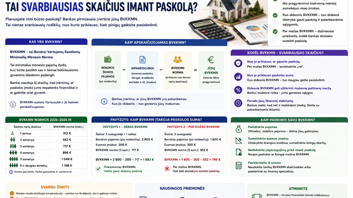 Ką reiškia BVKKMN ir kodėl tai svarbiausias skaičius imant paskolą?