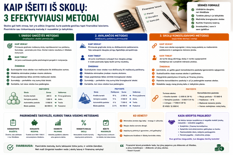 Kaip išeiti iš skolų: 3 efektyviausi metodai